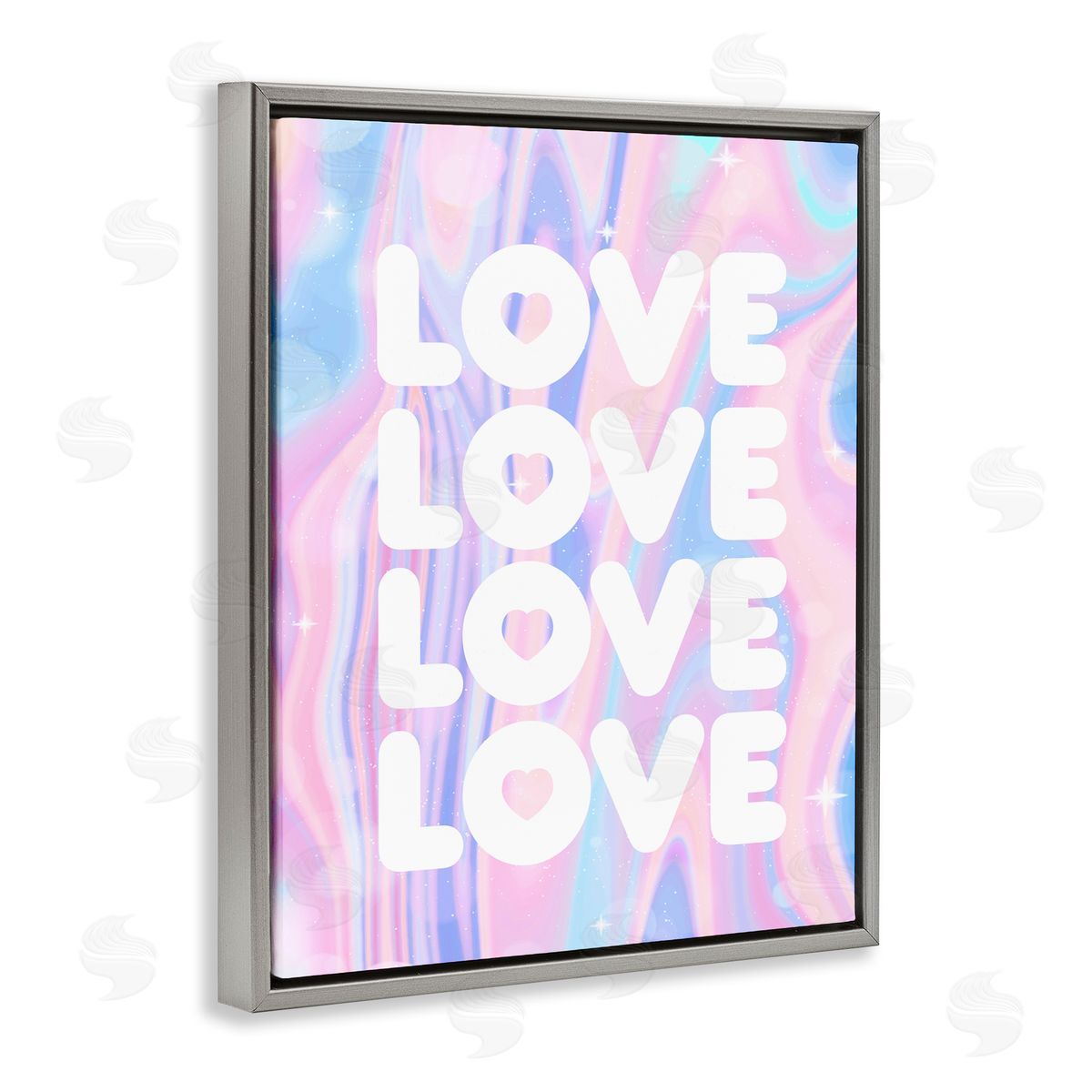 Stupell Studio Love with Wavy Pastels Gray Floating Frame Canvas Wall Art Print