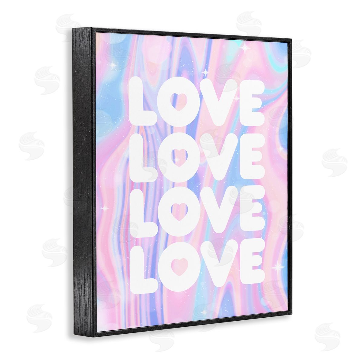 Stupell Studio Love with Wavy Pastels Black Framed Giclee Wall Art Print