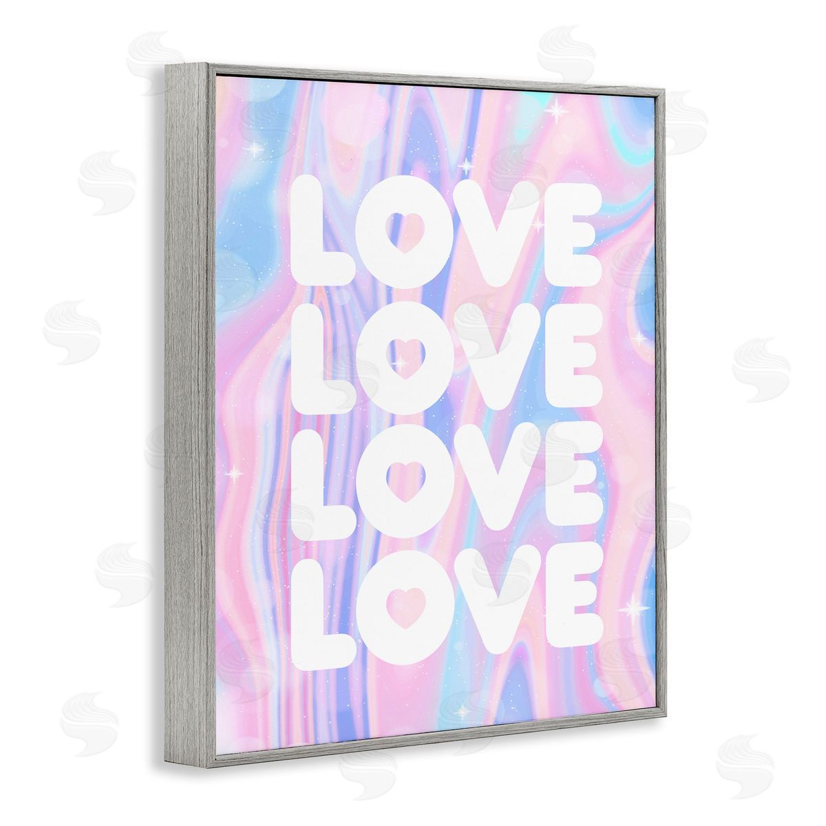 Stupell Studio Love with Wavy Pastels Gray Framed Giclee Wall Art Print