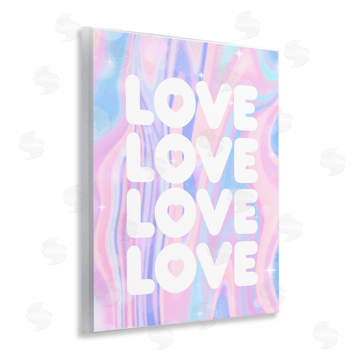 Stupell Studio Love with Wavy Pastels Wooden Wall Plaque Art Print