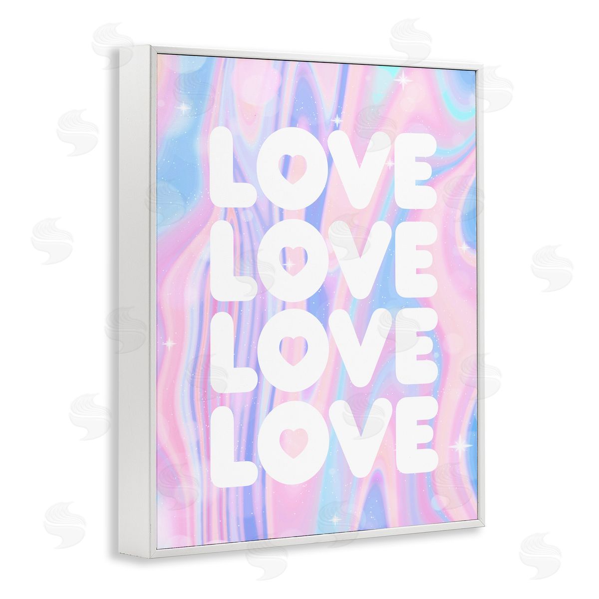 Stupell Studio Love with Wavy Pastels White Framed Giclee Wall Art Print