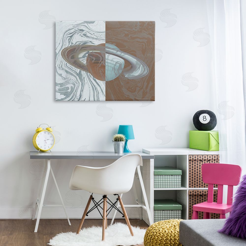 Stupell Studio Abstract Marbled Planet Canvas Wall Art Print in Room