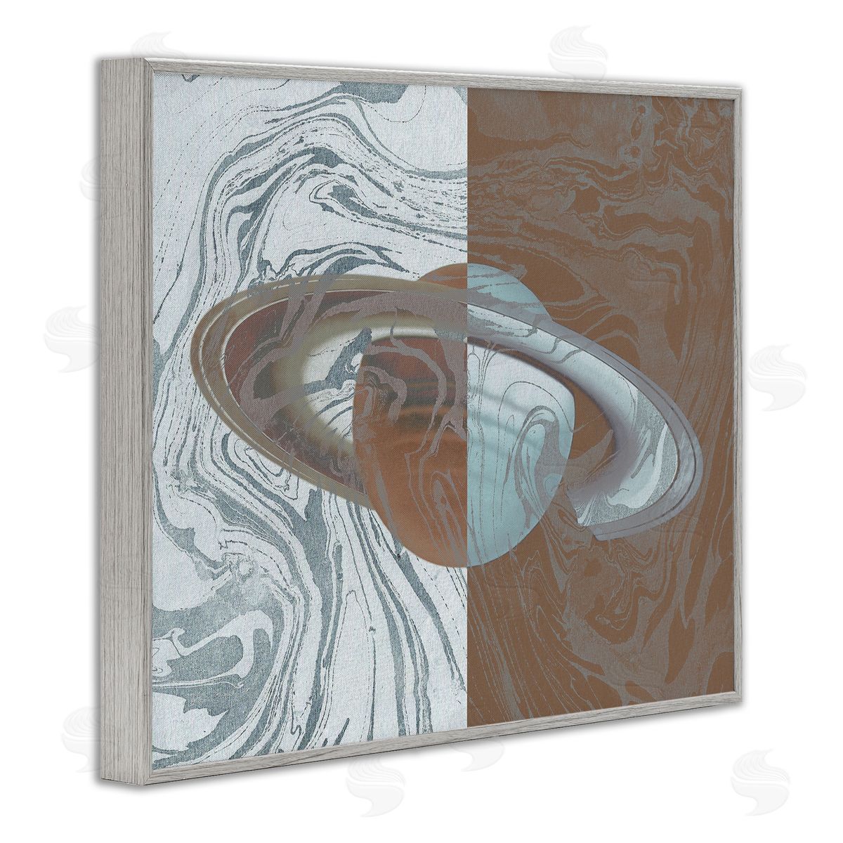 Stupell Studio Abstract Marbled Planet Gray Framed Giclee Wall Art Print