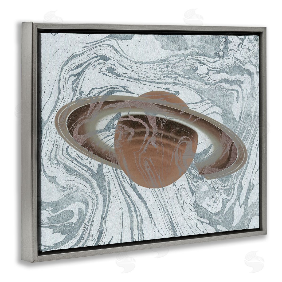 Stupell Studio Marble Pattern Planet Gray Floating Frame Canvas Wall Art Print