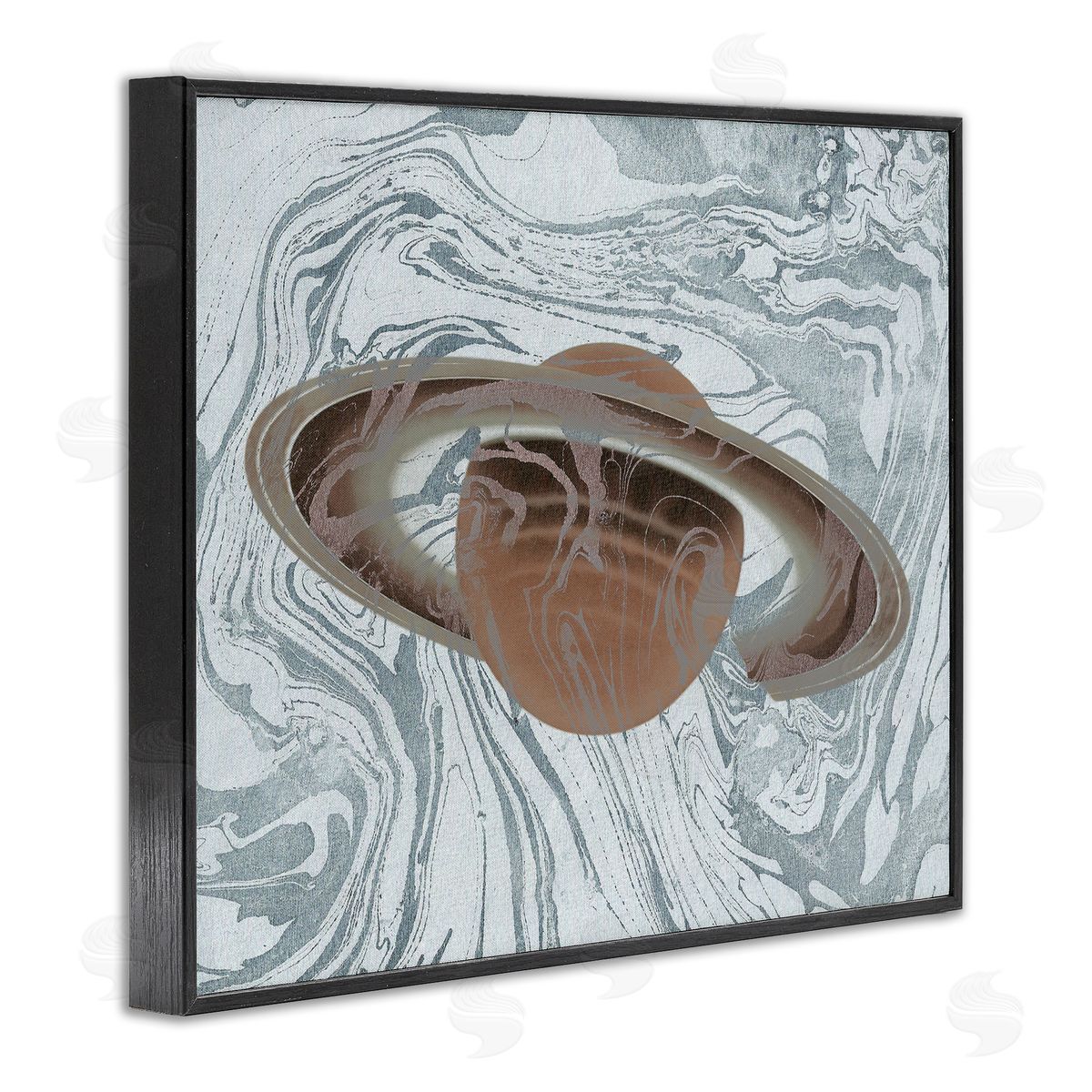 Stupell Studio Marble Pattern Planet Black Framed Giclee Wall Art Print
