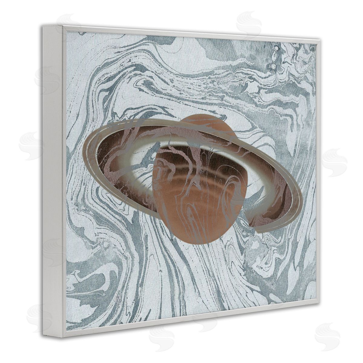 Stupell Studio Marble Pattern Planet White Framed Giclee Wall Art Print