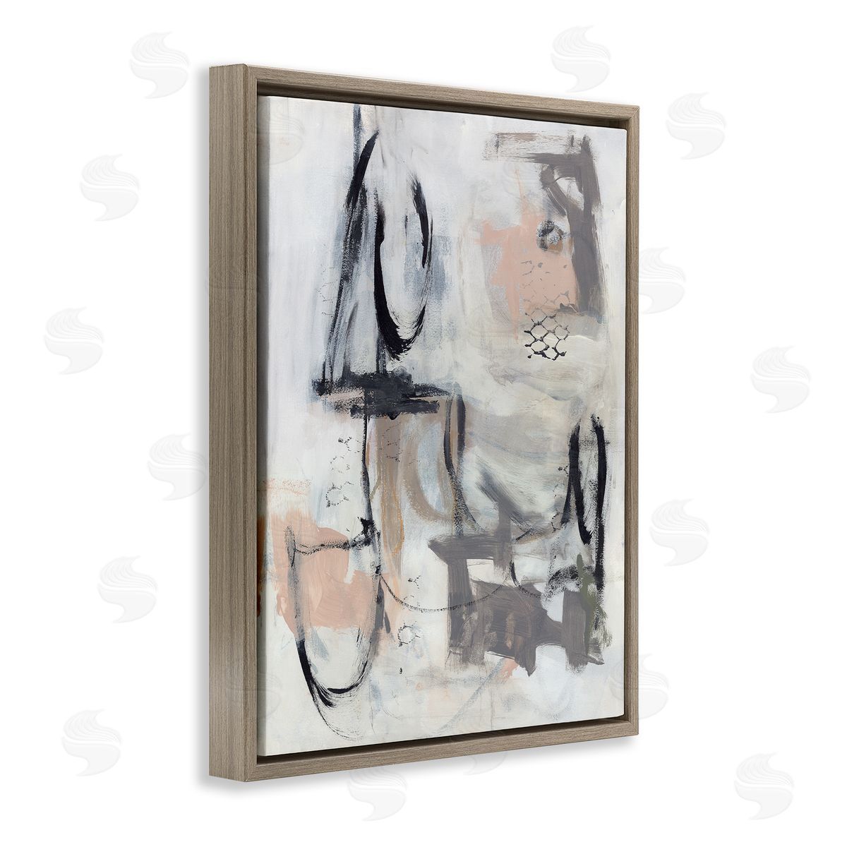 Valerie Corvin Brushed Collage Abstract Brown Floating Frame Canvas Wall Art Print