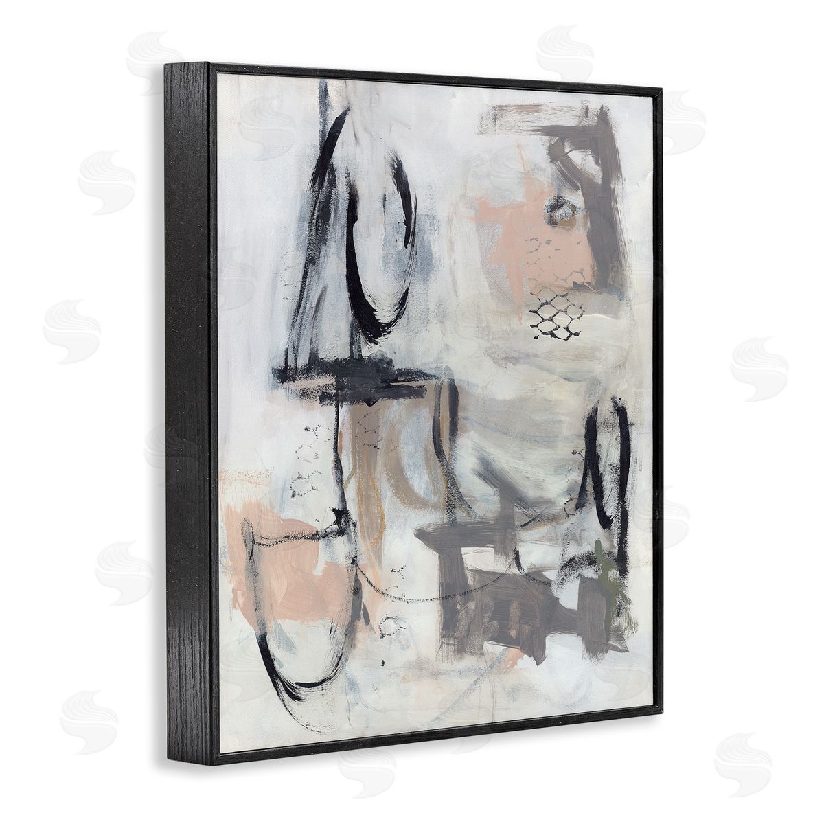 Valerie Corvin Brushed Collage Abstract Black Framed Giclee Wall Art Print