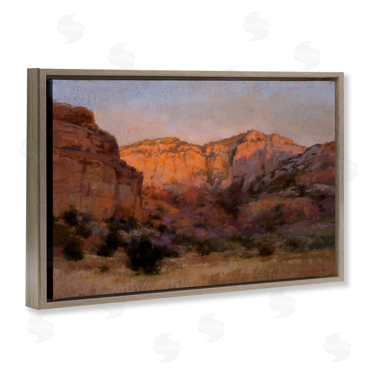 Christine Debrosky Canyon Cliffs Landscape Brown Floating Frame Canvas Wall Art Print
