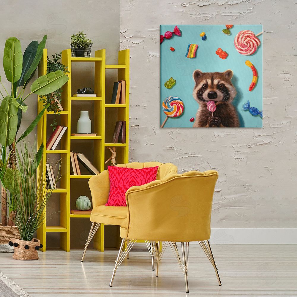 Lucia Heffernan Raccoon & Sweets Candies Canvas Wall Art Print in Room