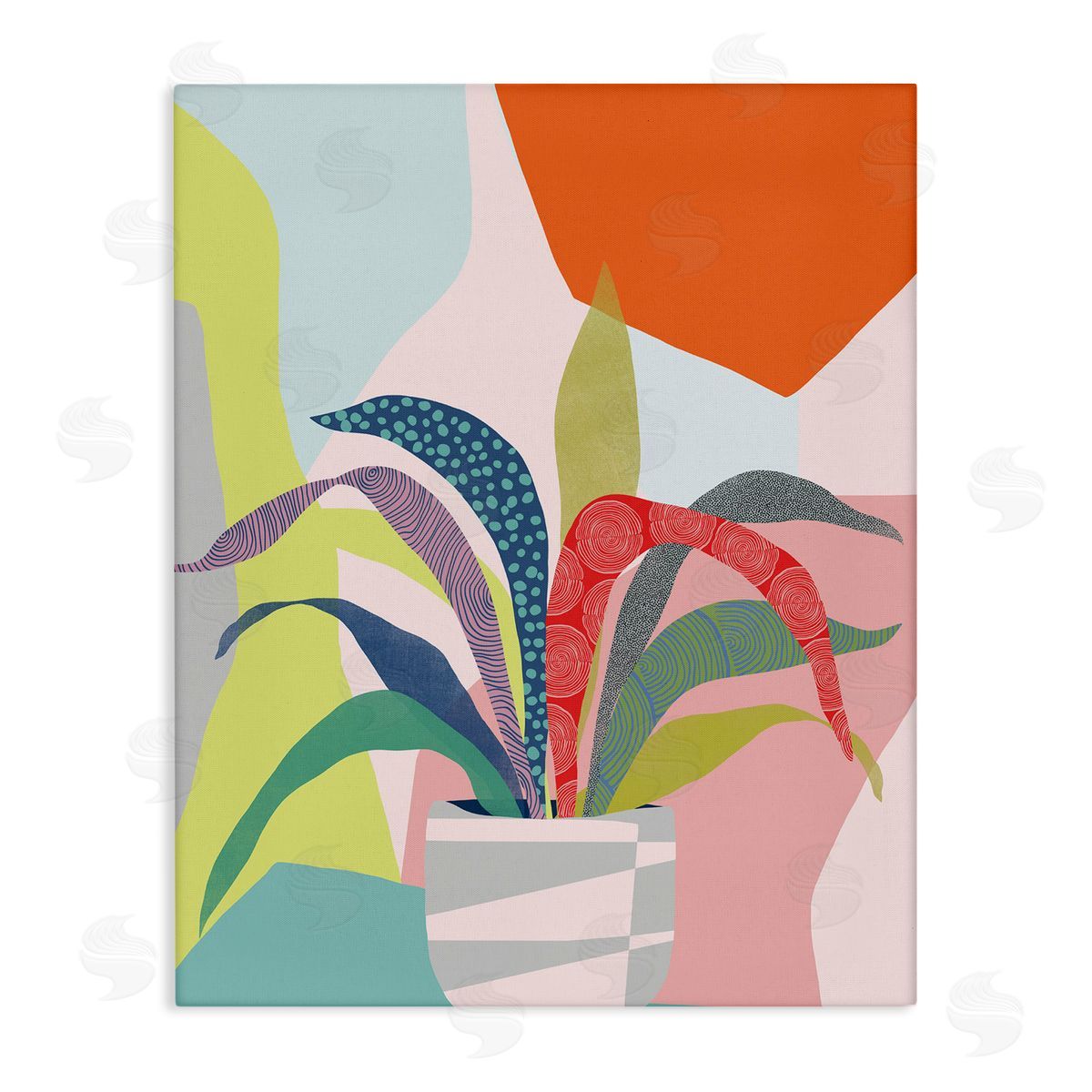 Ioana Horvat Modern Geometric Plant Leaves Canvas Wall Art Print