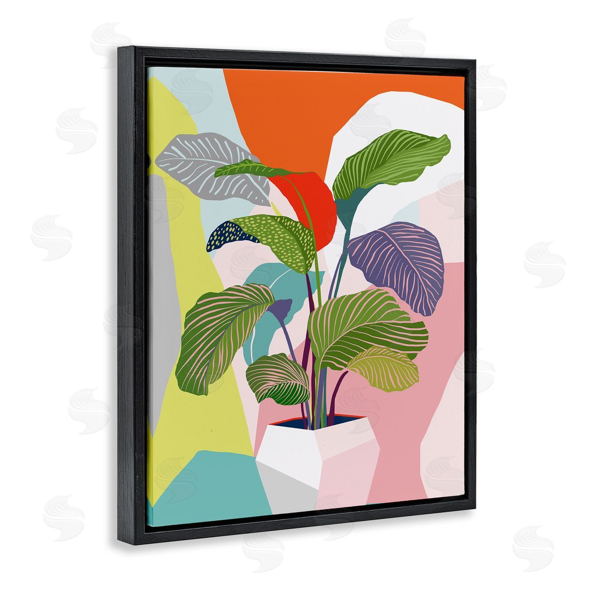 Ioana Horvat Midcentury Bold Plant Black Floating Frame Canvas Wall Art Print