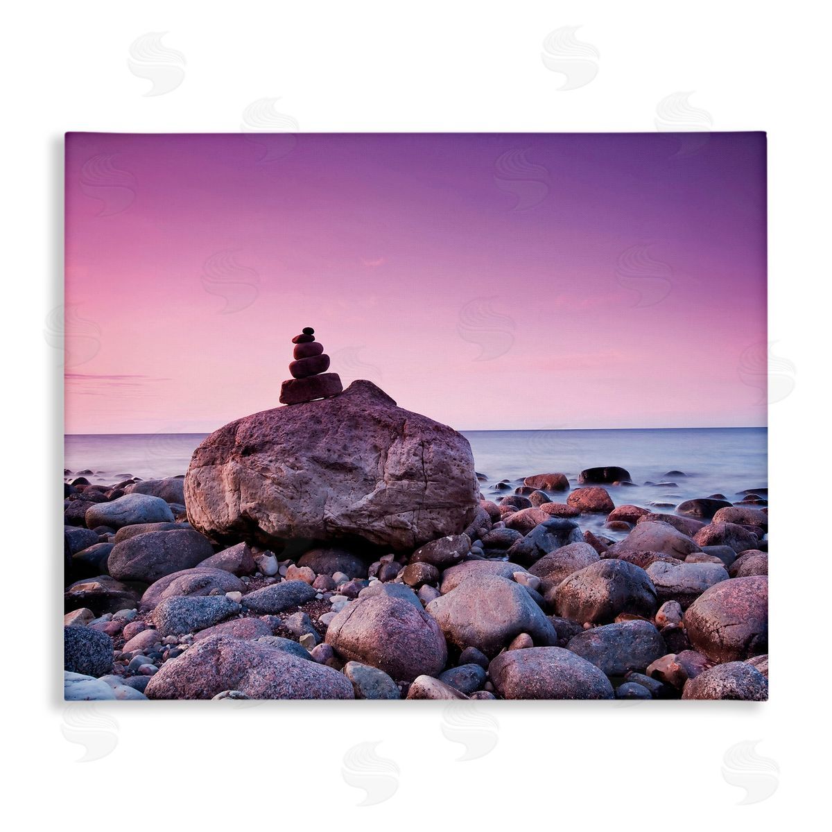 Incado Stacked Rocks on Shore Canvas Wall Art Print