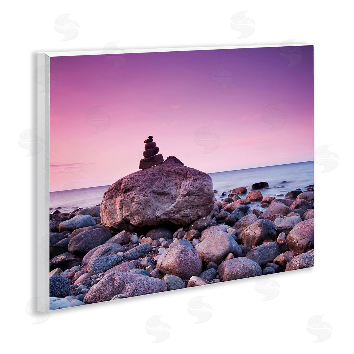 Incado Stacked Rocks on Shore Wooden Wall Plaque Art Print