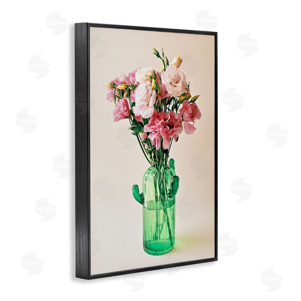 Incado Flowers in Cactus Vase Black Framed Giclee Wall Art Print