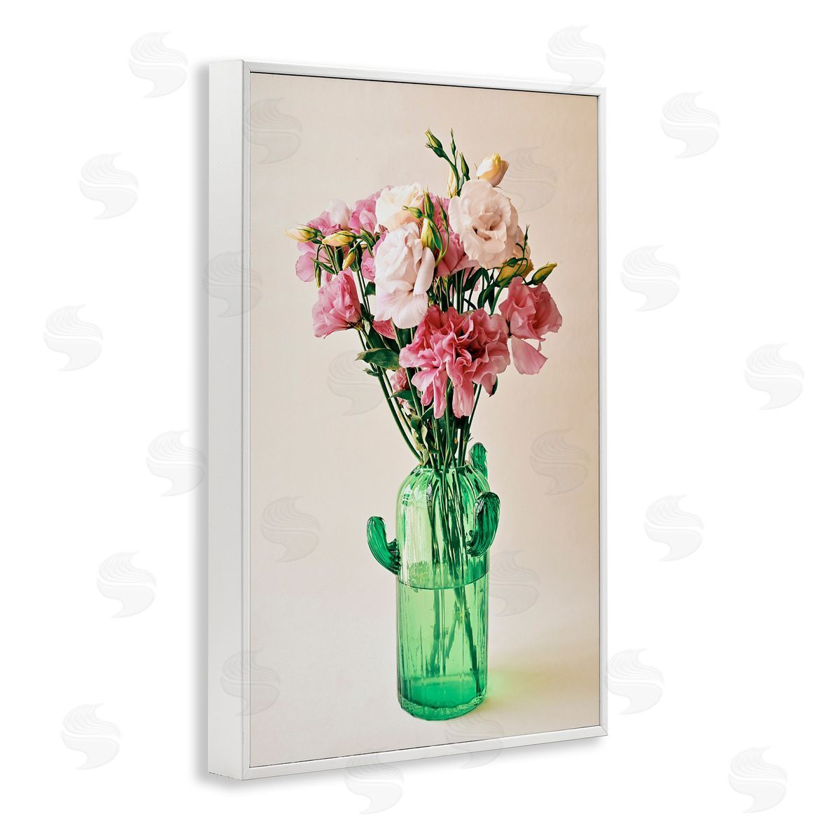 Incado Flowers in Cactus Vase White Framed Giclee Wall Art Print