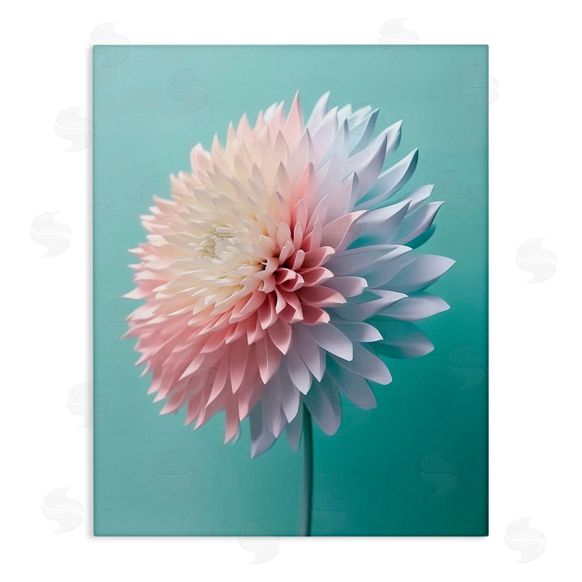 Incado Detailed Dahlia on Blue Canvas Wall Art Print