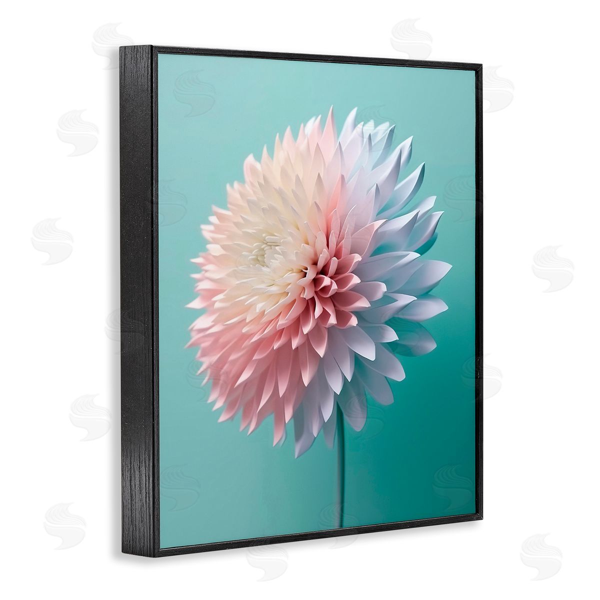 Incado Detailed Dahlia on Blue Black Framed Giclee Wall Art Print