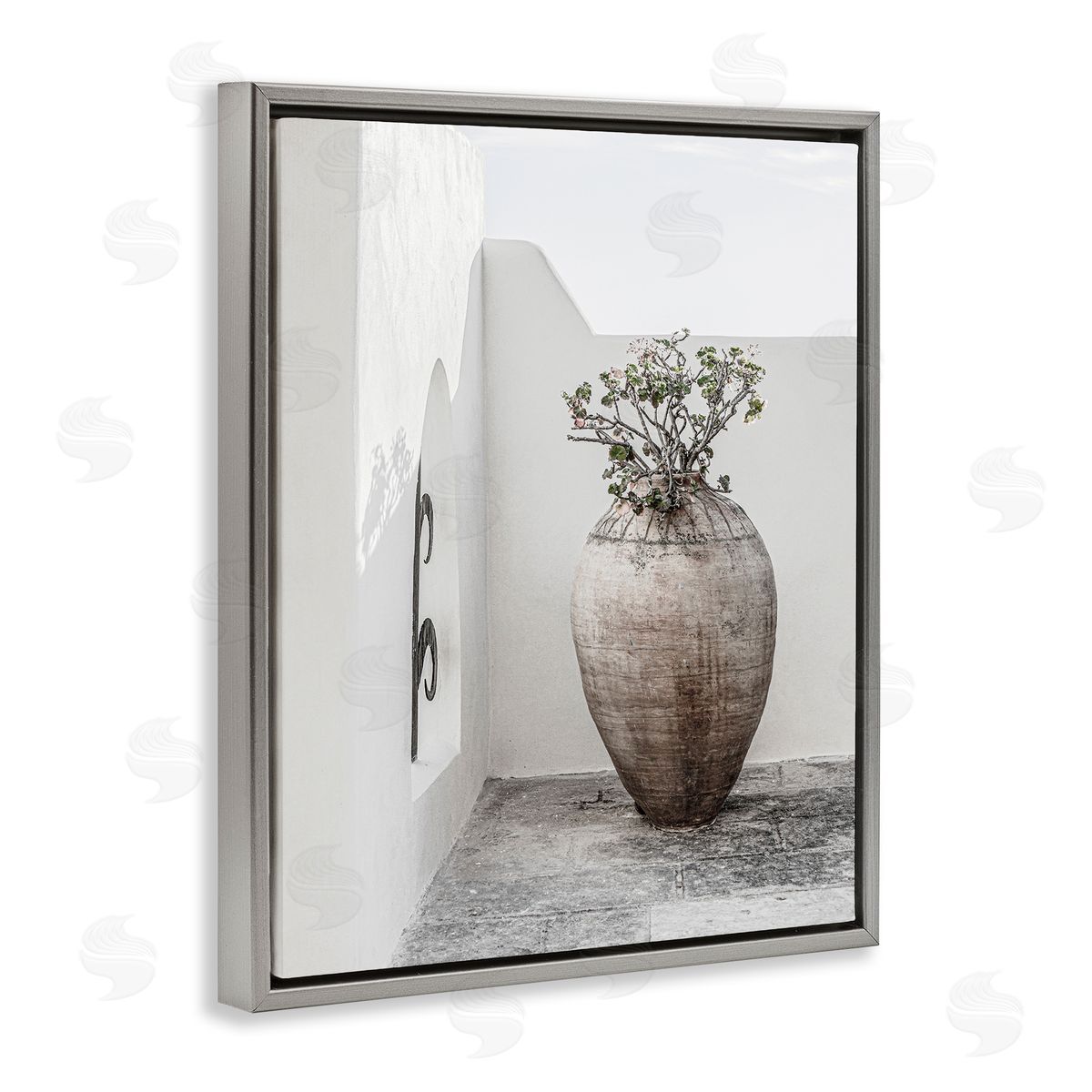 Incado Flower Vase with Architecture Gray Floating Frame Canvas Wall Art Print