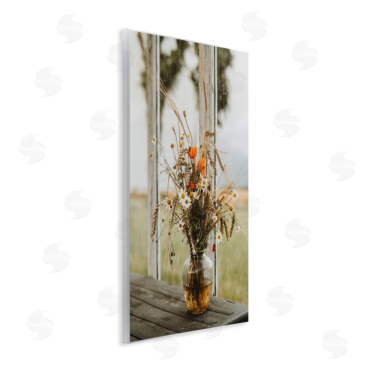 Incado Bouquet with Window View Wooden Wall Plaque Art Print