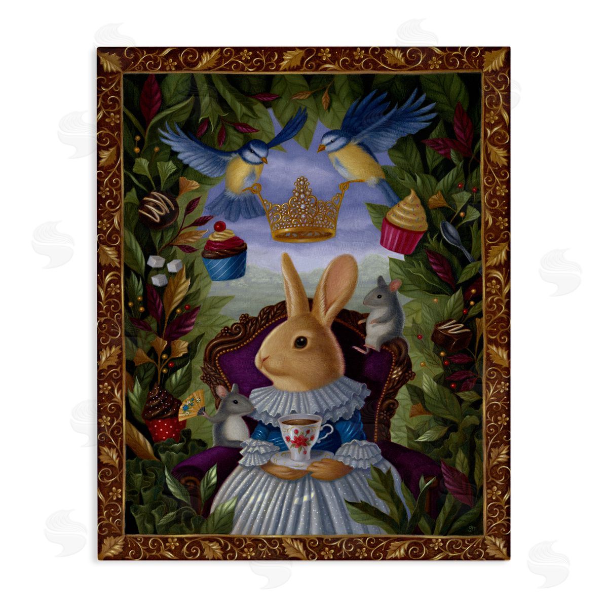 Gina Matarazzo Classic Rabbit Tea Party Canvas Wall Art Print