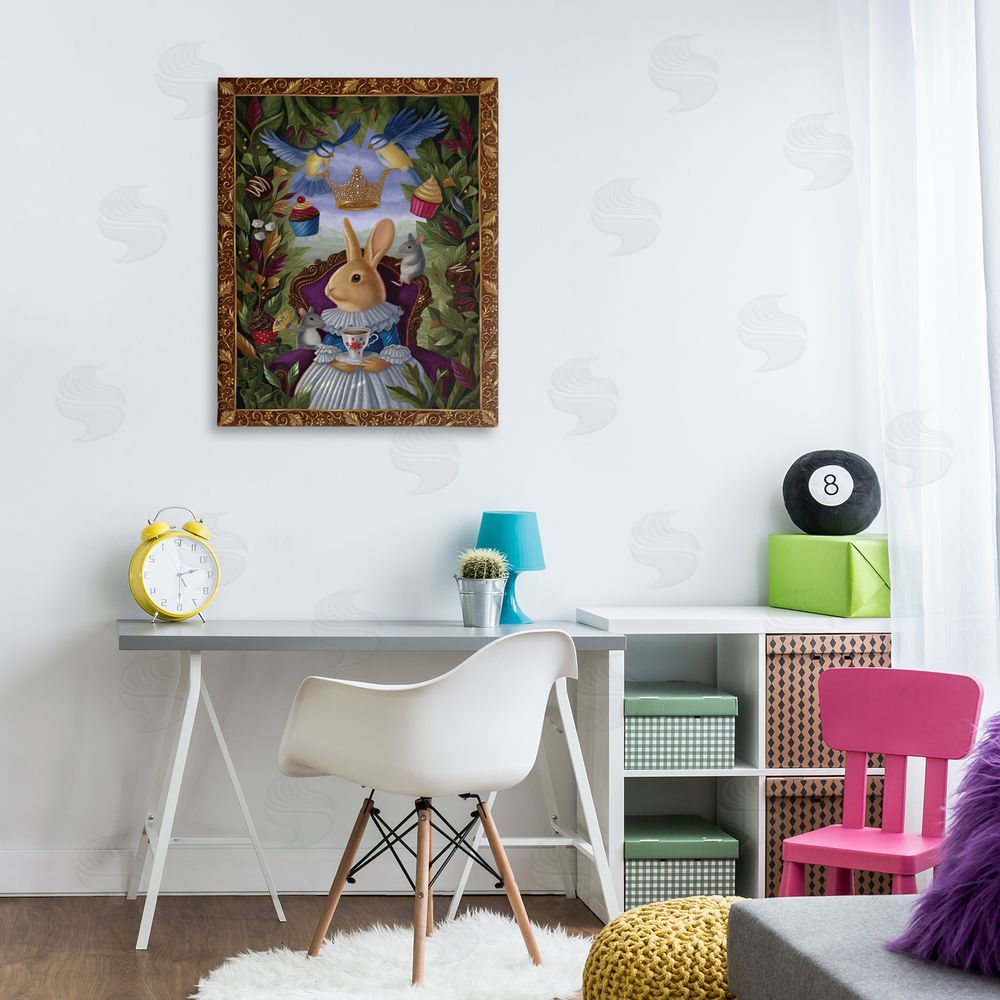 Gina Matarazzo Classic Rabbit Tea Party Canvas Wall Art Print in Room