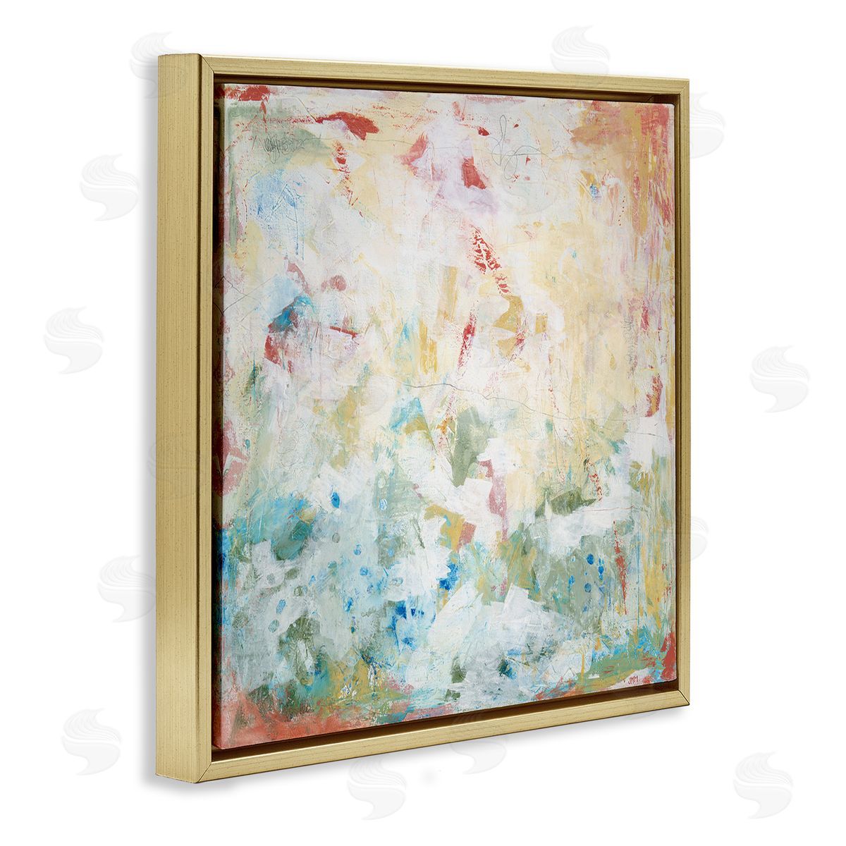 Jodi Major Muted Restless Abstract Gold Floating Frame Canvas Wall Art Print
