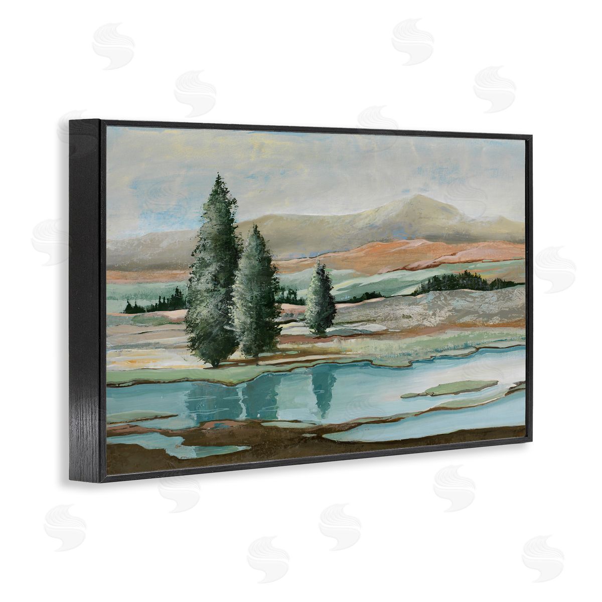 Max Maxx Natural Creek Landscape Black Framed Giclee Wall Art Print
