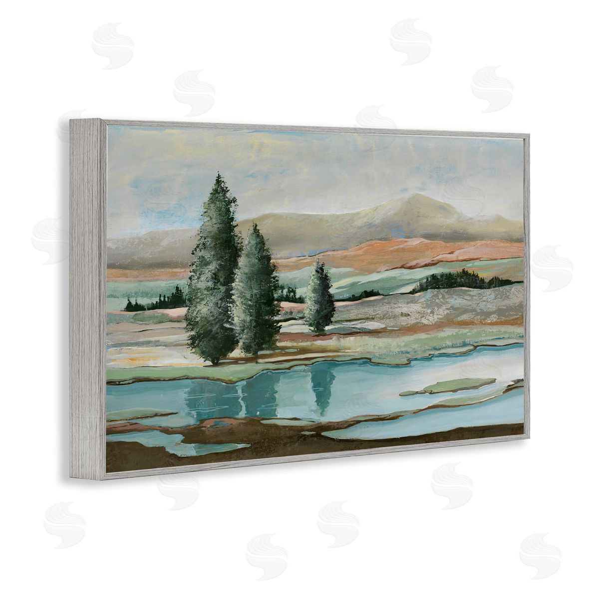 Max Maxx Natural Creek Landscape Gray Framed Giclee Wall Art Print