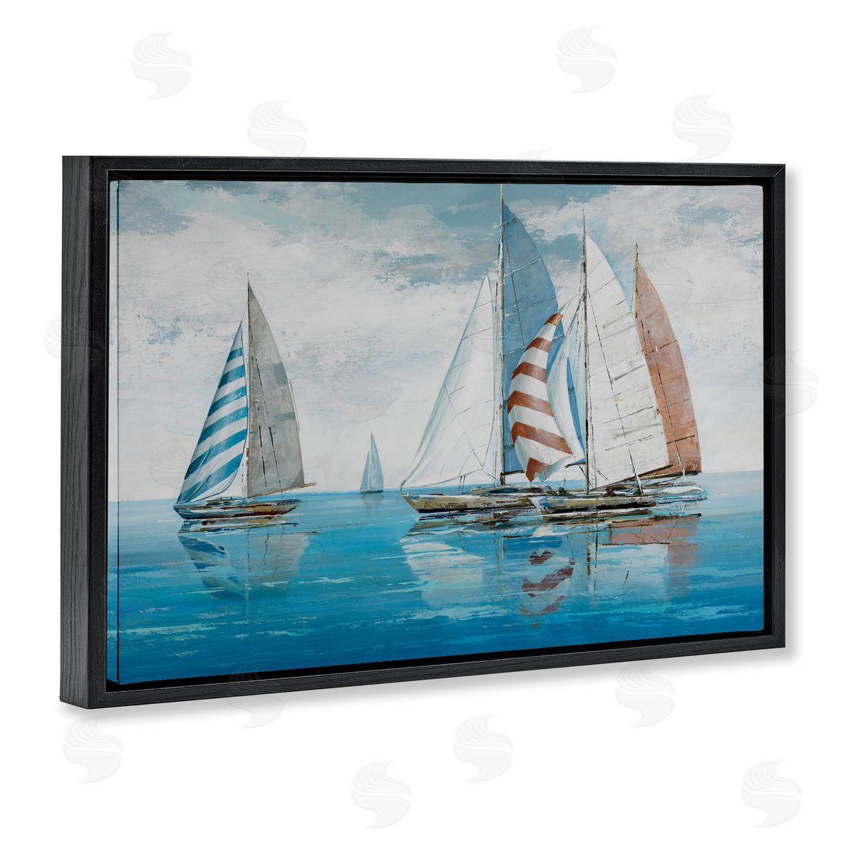 Max Maxx Maritime Ocean Yachts Black Floating Frame Canvas Wall Art Print