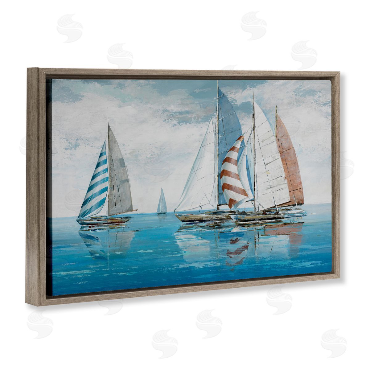 Max Maxx Maritime Ocean Yachts Brown Floating Frame Canvas Wall Art Print