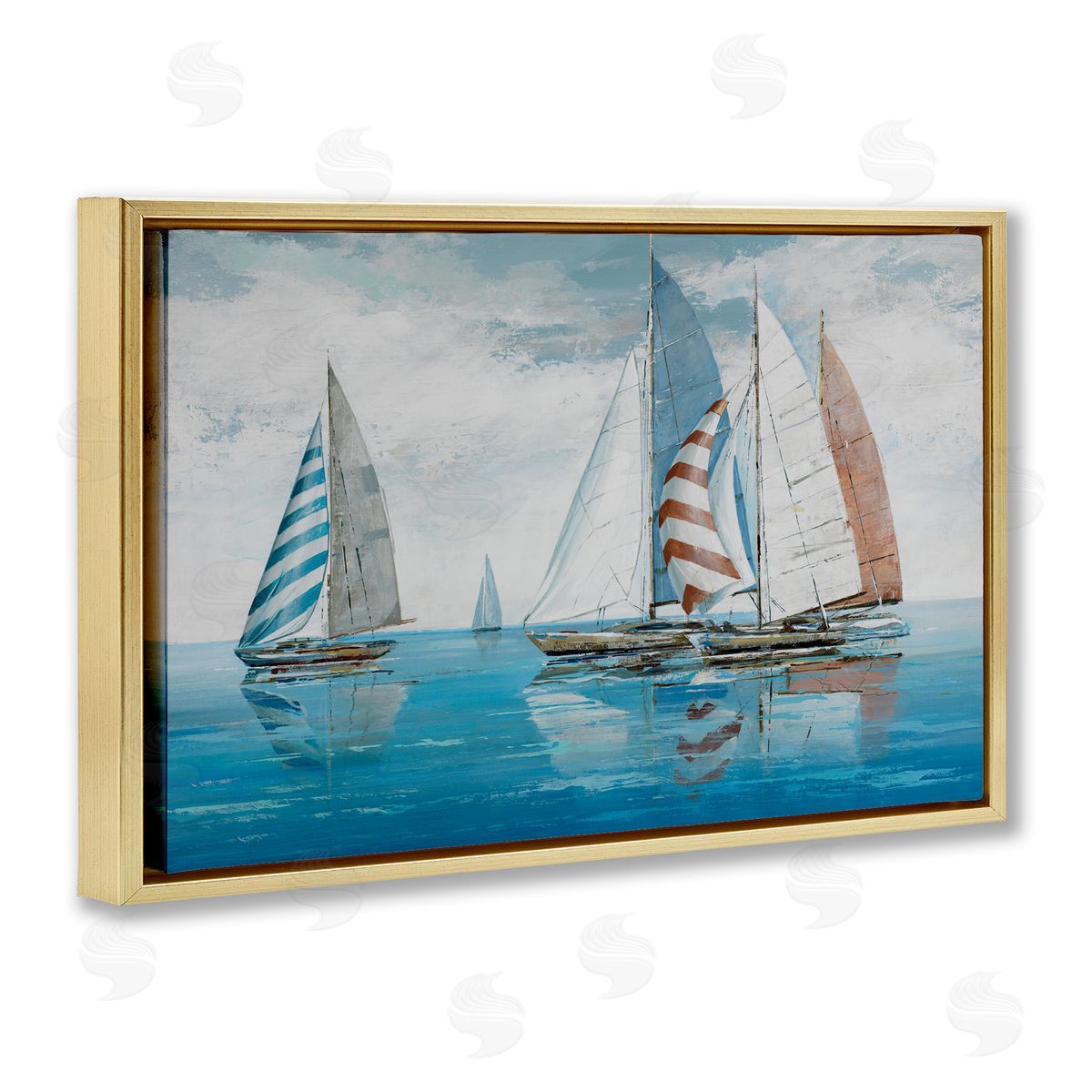 Max Maxx Maritime Ocean Yachts Gold Floating Frame Canvas Wall Art Print