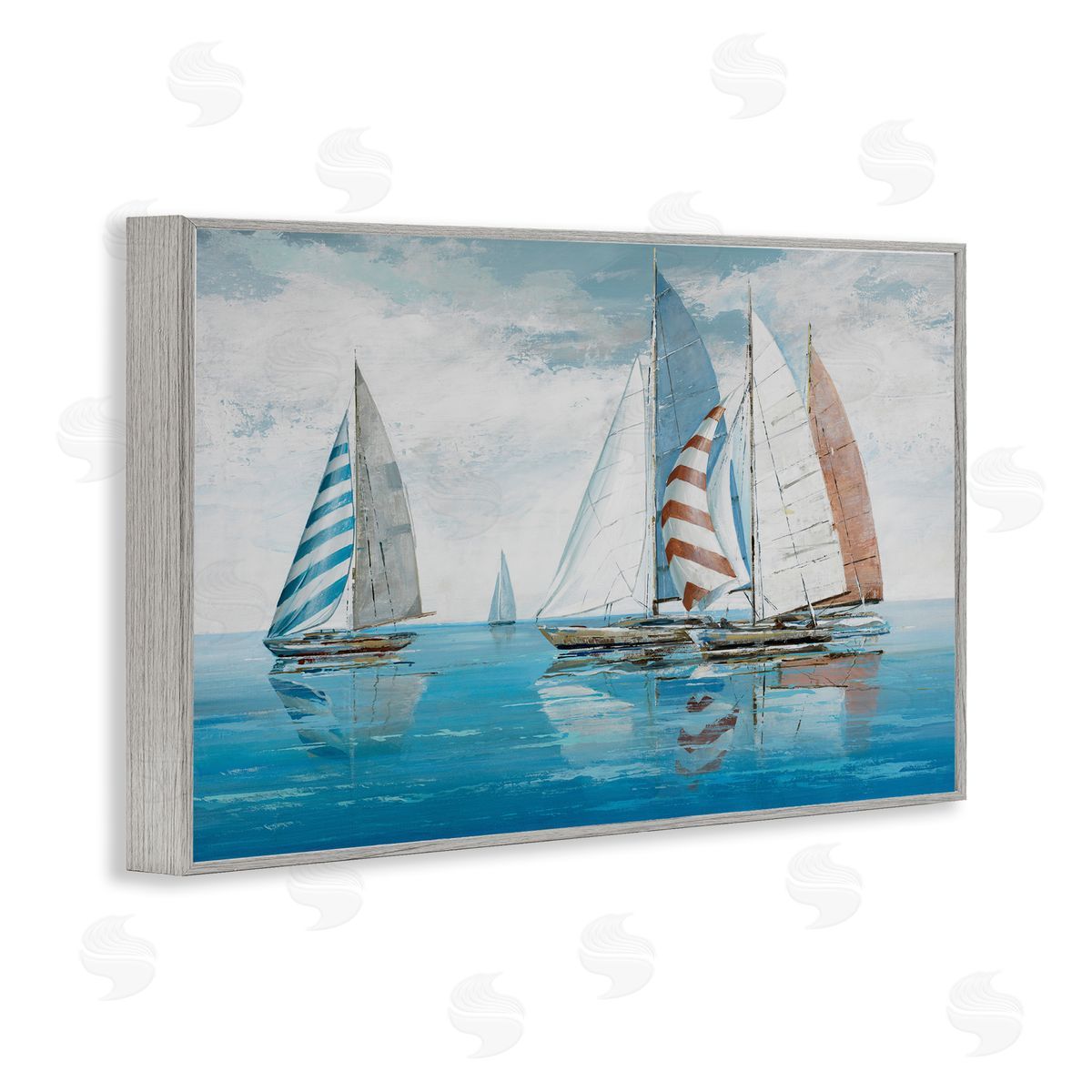 Max Maxx Maritime Ocean Yachts Gray Framed Giclee Wall Art Print