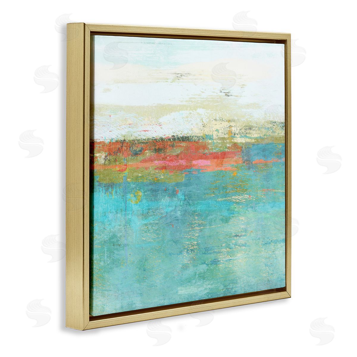 Suzanne Nicoll Ocean Hues Abstraction Gold Floating Frame Canvas Wall Art Print