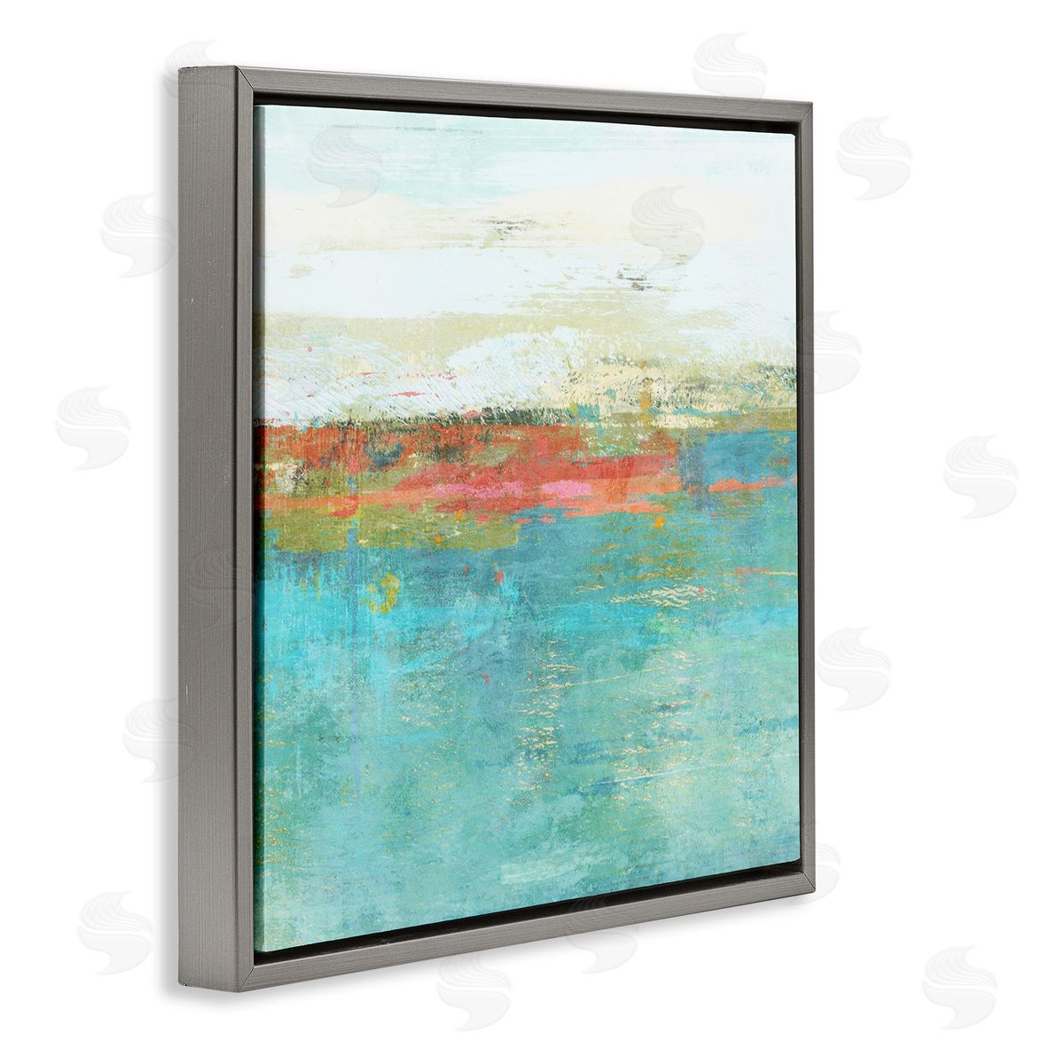 Suzanne Nicoll Ocean Hues Abstraction Gray Floating Frame Canvas Wall Art Print