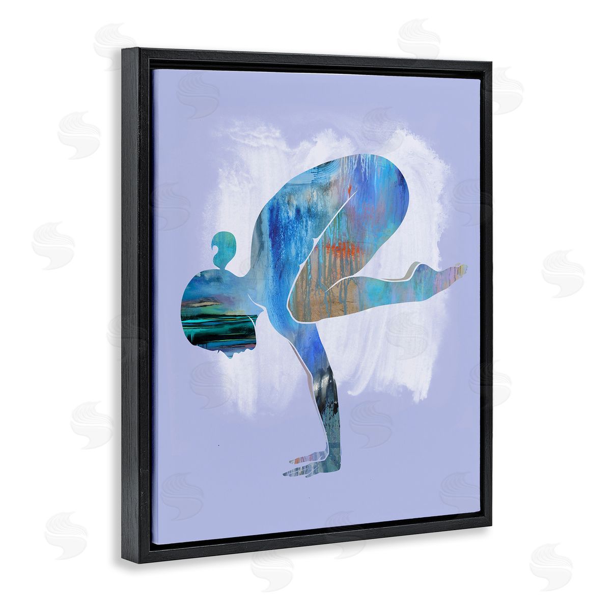 Tim Parker Mindful Yoga Pose Black Floating Frame Canvas Wall Art Print