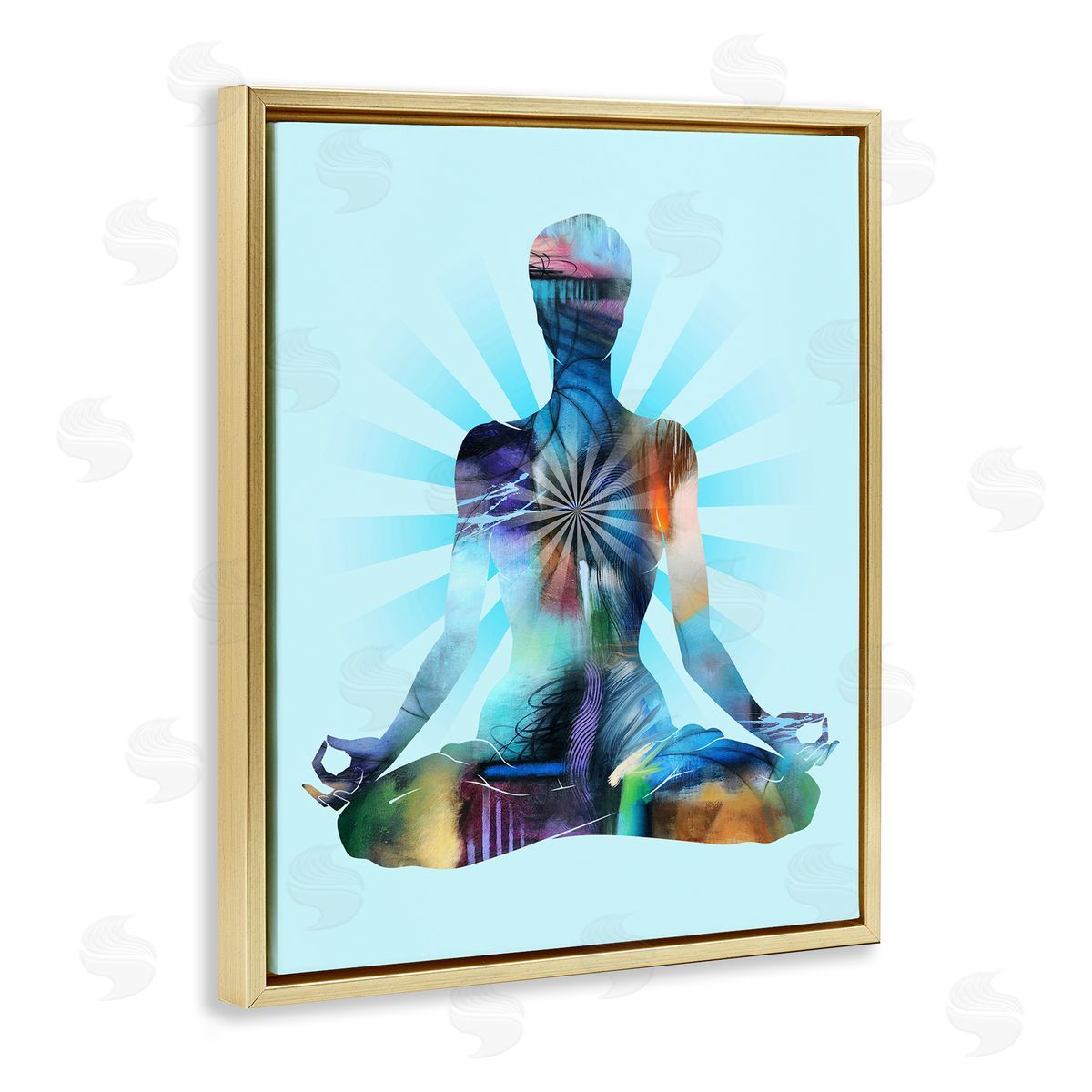 Tim Parker Zen Meditation Pose Gold Floating Frame Canvas Wall Art Print