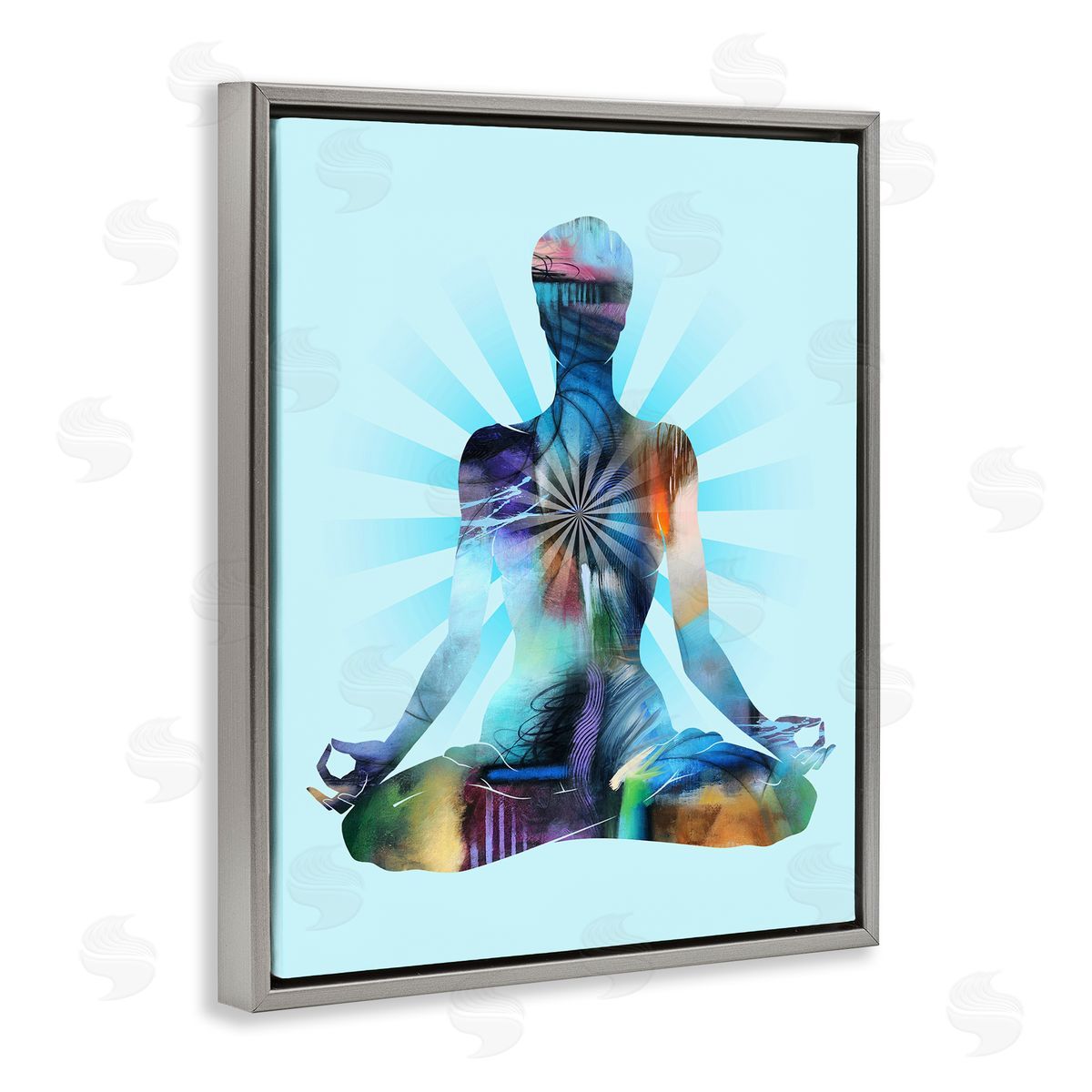Tim Parker Zen Meditation Pose Gray Floating Frame Canvas Wall Art Print