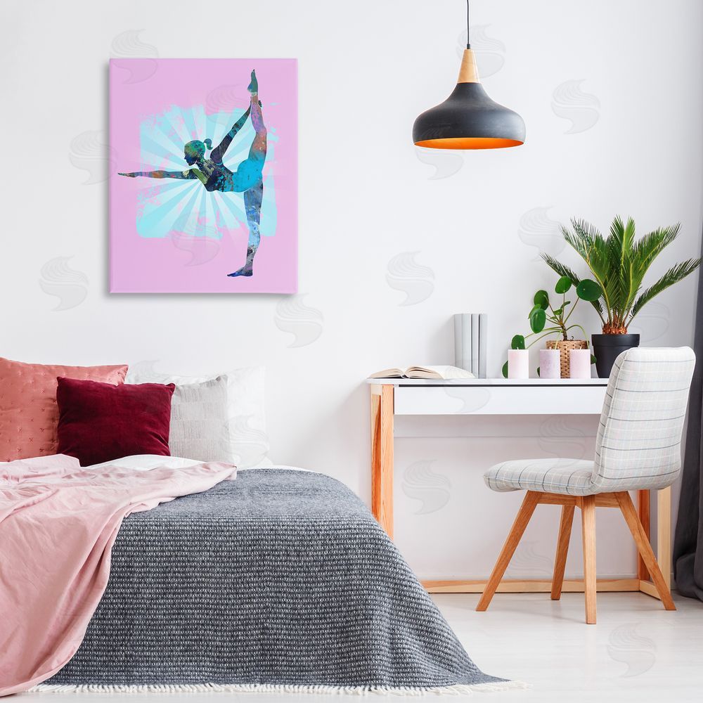 Tim Parker Stretching Mindful Exercise Canvas Wall Art Print in Room