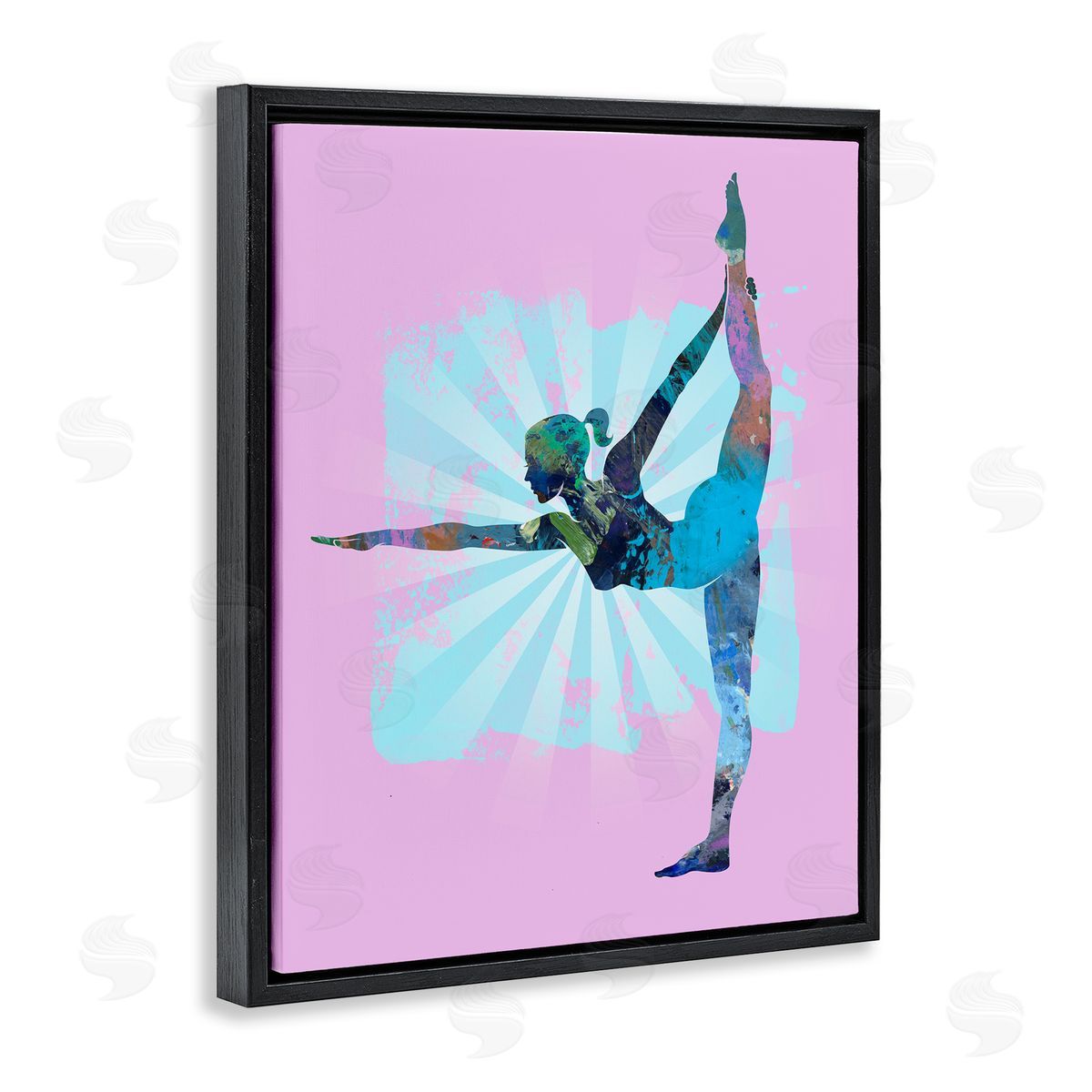 Tim Parker Stretching Mindful Exercise Black Floating Frame Canvas Wall Art Print