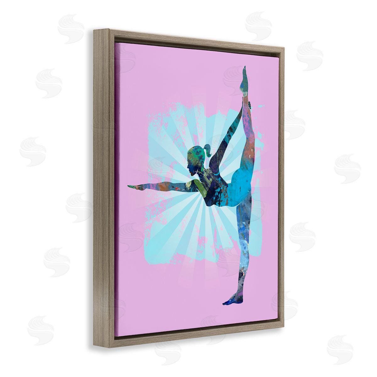 Tim Parker Stretching Mindful Exercise Brown Floating Frame Canvas Wall Art Print