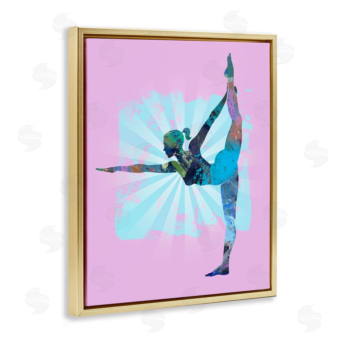 Tim Parker Stretching Mindful Exercise Gold Floating Frame Canvas Wall Art Print