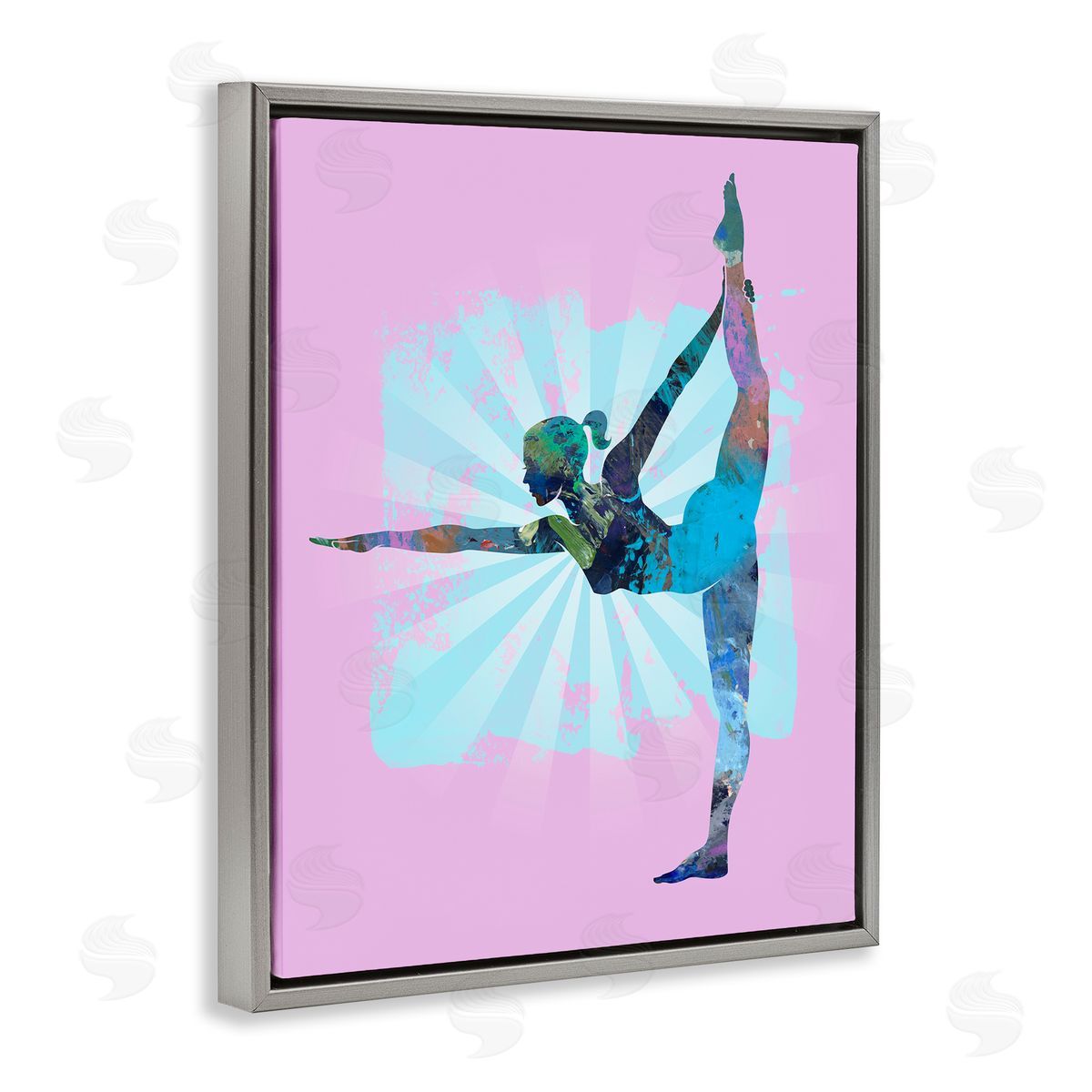 Tim Parker Stretching Mindful Exercise Gray Floating Frame Canvas Wall Art Print