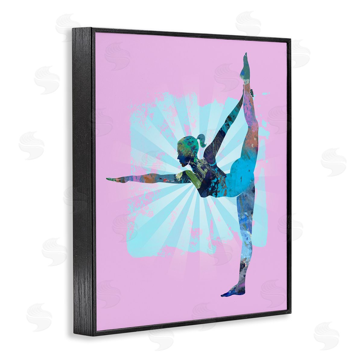 Tim Parker Stretching Mindful Exercise Black Framed Giclee Wall Art Print