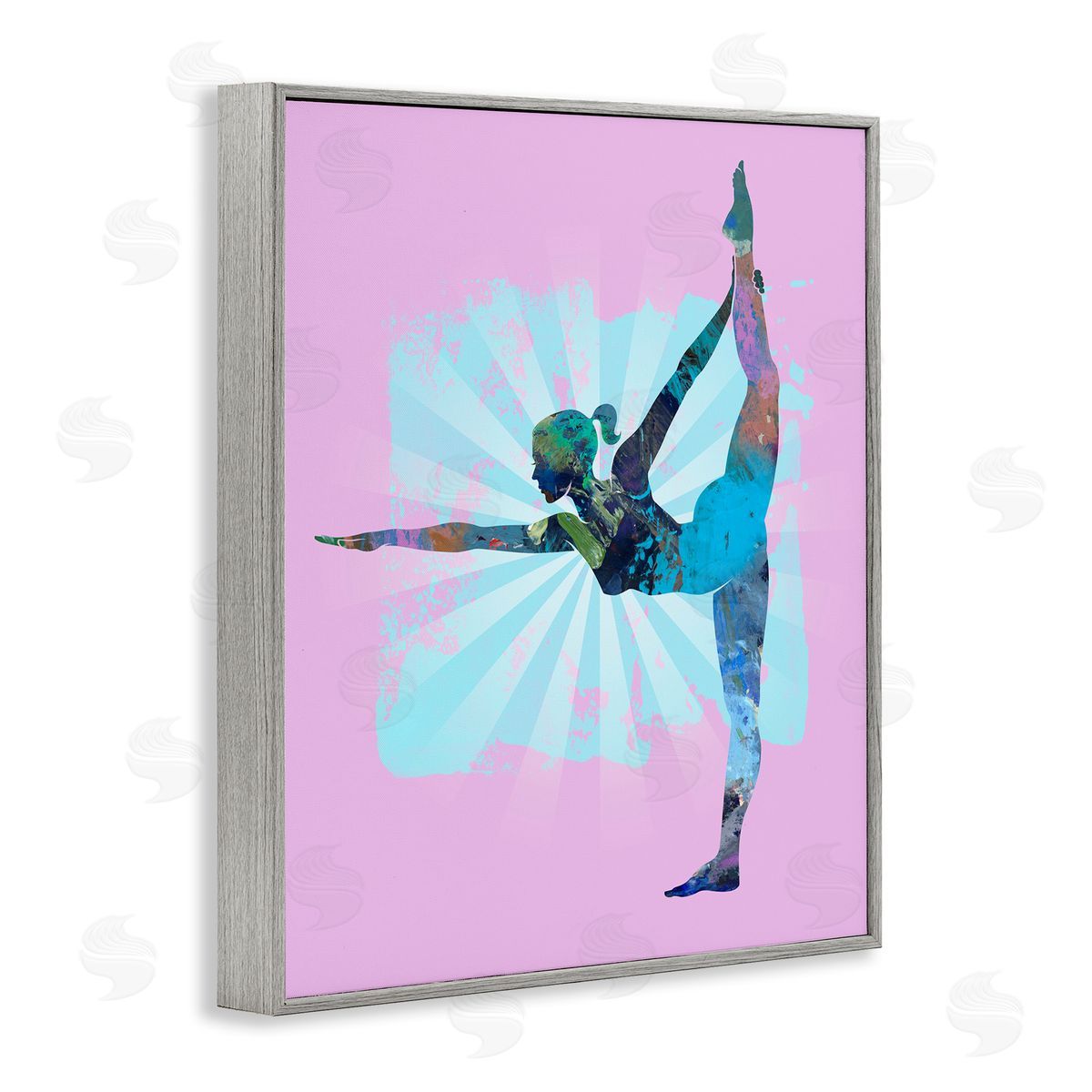 Tim Parker Stretching Mindful Exercise Gray Framed Giclee Wall Art Print