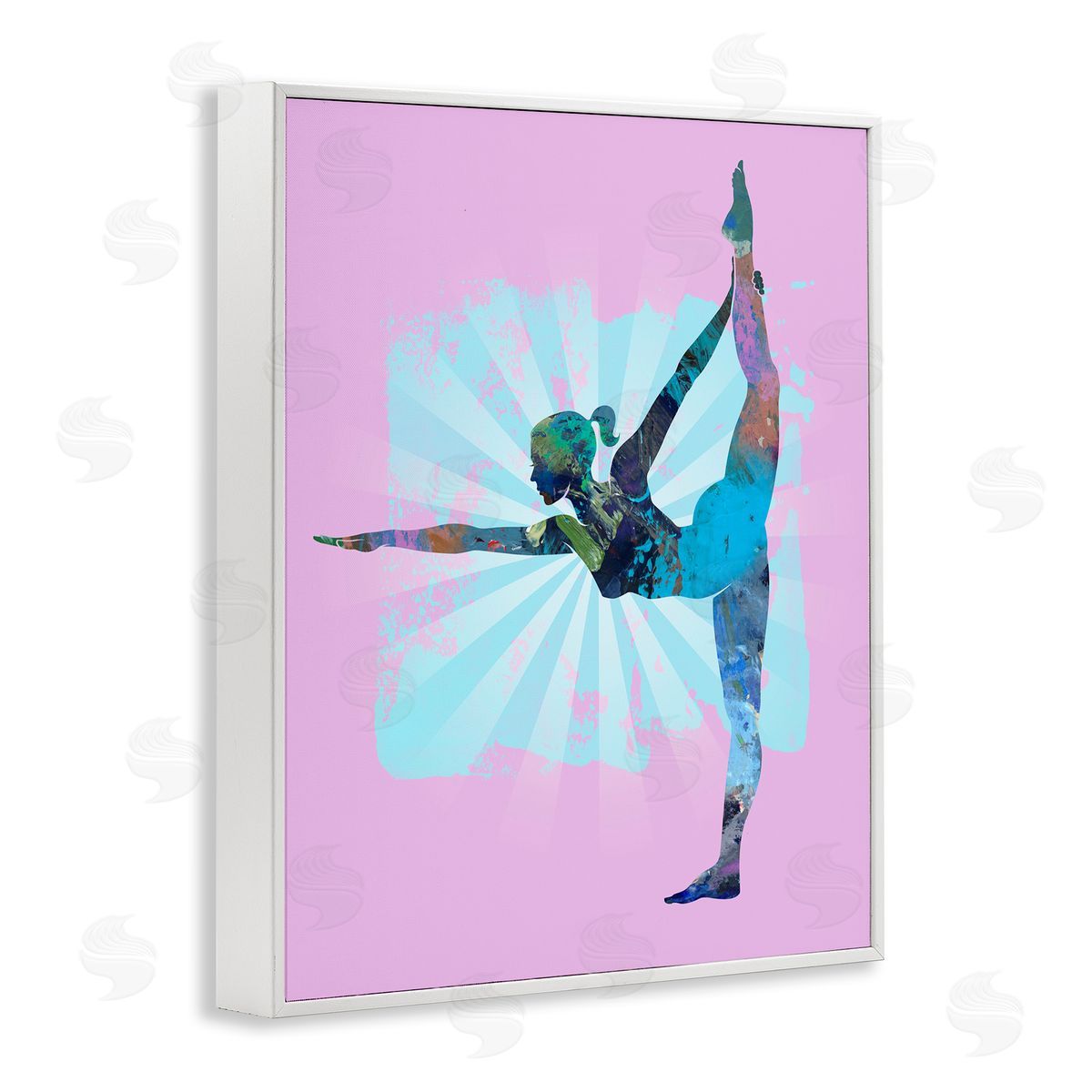 Tim Parker Stretching Mindful Exercise White Framed Giclee Wall Art Print