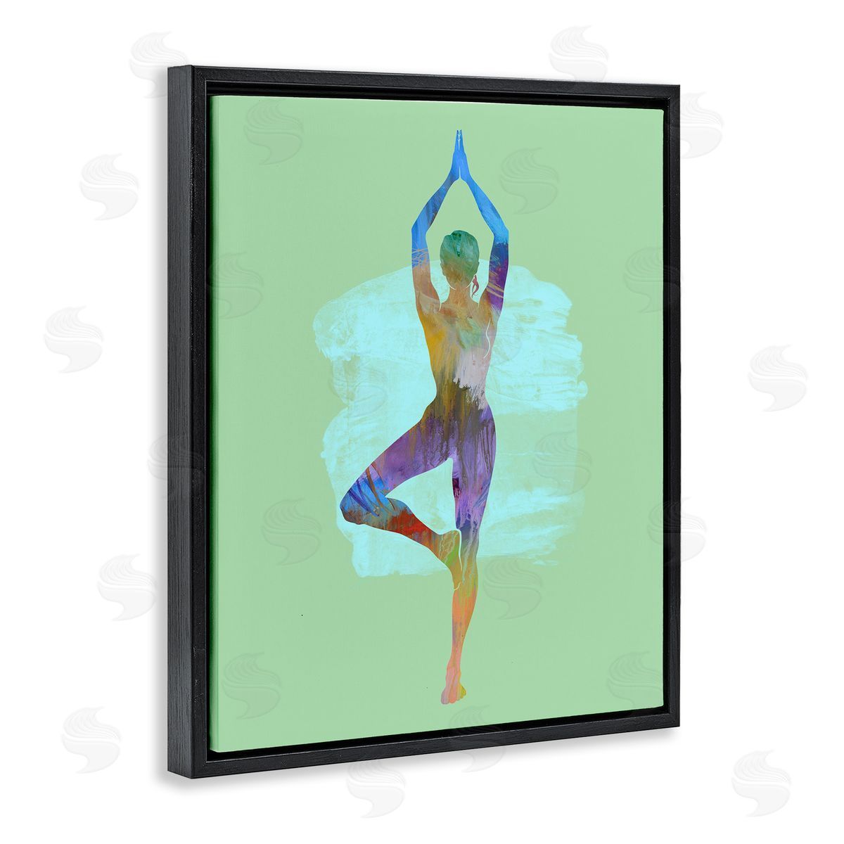 Tim Parker Meditating Standing Pose Black Floating Frame Canvas Wall Art Print