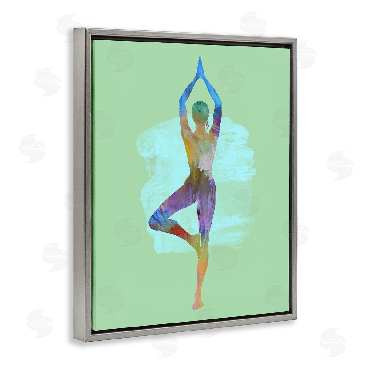 Tim Parker Meditating Standing Pose Gray Floating Frame Canvas Wall Art Print