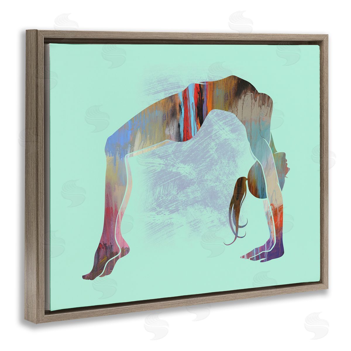 Tim Parker Yoga Exercise Pose Brown Floating Frame Canvas Wall Art Print