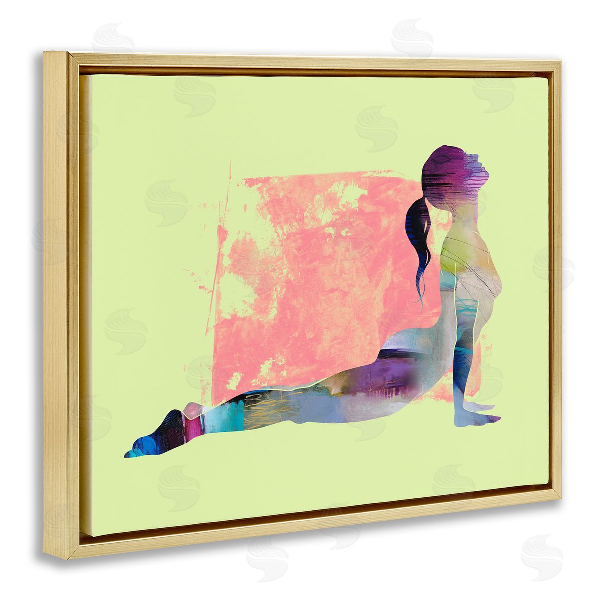 Tim Parker Yoga Pose on Yellow Gold Floating Frame Canvas Wall Art Print